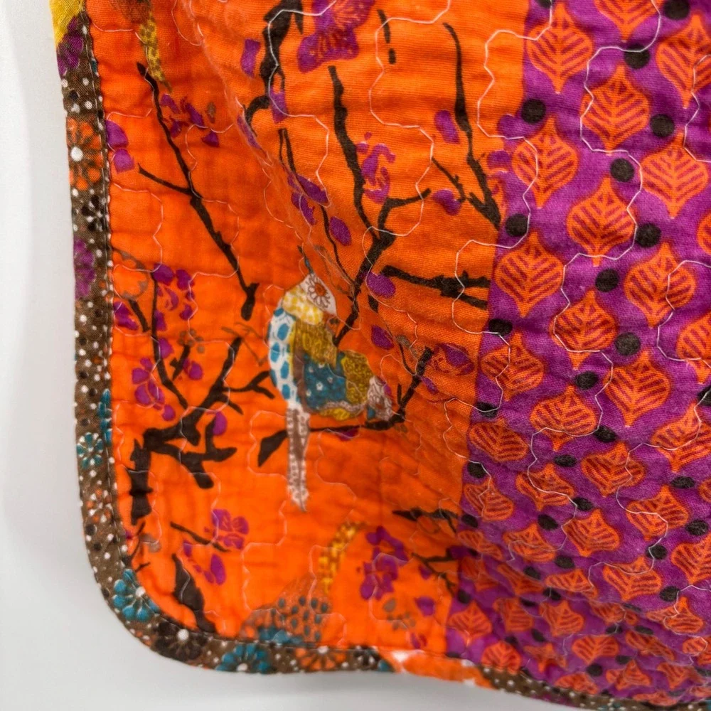 Lush Decor Quilted Throw Blanket Colorful Birds Floral Pattern 20x36‎